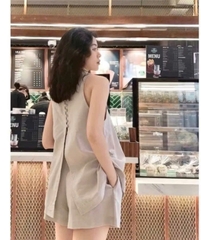 SET952-SET LIEN màu be cúc lưng dáng cộc