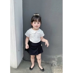 CB227- Combo 2 áo trắng cổ sen-cổ ren cộc tay bé gái