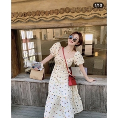 ĐẦM HOA CÚP NGỰC CHUN SAU ĐUÔI CÁ HOẠT TIẾT THÊU