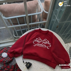 Bt743- set váy nỉ haida đỏ mix CV kẻ kèm mũ nồi bé gái