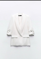 A134-Áo vest tay lật 3 lớp 2 màu xanh trắng