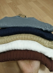 A461-Áo len thừng màu than cổ tròn hàng nhà máy đủ tem mác