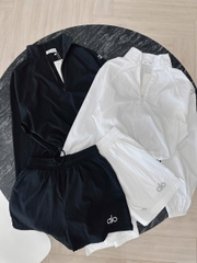 SET735-Bộ gió thể thao áo kéo khoá phối quần short 2 màu đen trắng