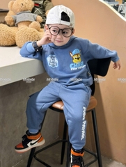 Bt705- Bộ nỉ bông xanh biển có mũ CỨU HỘ hoạ tiết in