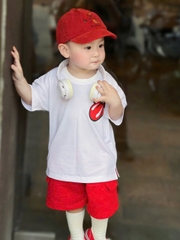 BT312- Bộ ROOLING đỏ trắng bé trái chất cotton xược mix quần cua