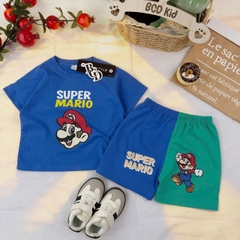 BT840-Combo 2 bộ thun cotton cộc tay bé trai Super Mario 9-26kg