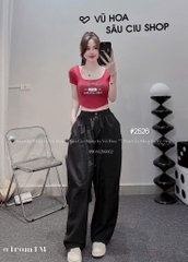 QUAN029- Quần gió cạp chun dáng bom 2 màu ghi,đen 1 cúc