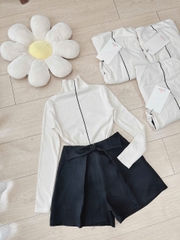 💎 SET431-SET ÁO LEN HÀN CỔ CAO MIX  QUẦN  NƠ ☘️