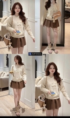 A452- Áo len thừng quảng châu màu be freesizs dưới 61kg