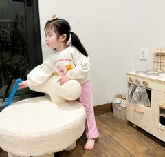 BN060-Bộ nỉ quần loe hồng SOME CUTE trẻ em VNXK