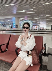 SET735-Bộ gió thể thao áo kéo khoá phối quần short 2 màu đen trắng