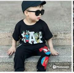 BN125-TẶNG MŨ- Bộ thun cộc tay bé trai tặng kèm mũ đen