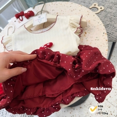 [TANG TUI] BT855- Bộ áo đũi cotton mix quần bí đỏ tặng kèm túi NẤM
