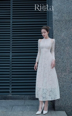 🌺 DAM135-VÁY REN  KHOÉT VAI DÁNG DÀI MÀU TRẮNG☘️