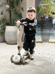 BN161-(9-26kg)-Bộ nỉ thu đông đen sọc trắng ADD bé trai VNXK