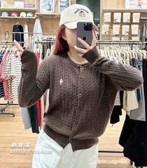 A456-Áo len cadigan vặn thừng thêu gấu 5 màu hàng nhà máy đủ tem mác