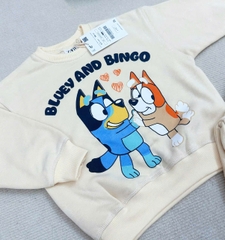 Bn175 (9-26kg) Bộ nỉ thu đông bé trai Cún BLuey màu be VNXK