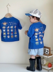 CB345- Combo 2 áo cotton LUCKY BOY xanh trắng cộc tay