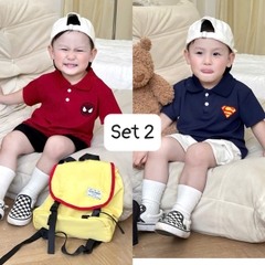 BT856-COMBO 2 áo polo cộc tay siêu nhân cho bé 9-25kg