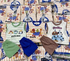 BT996- Combo 3 bộ cộc kẻ ngang chay viền chất cotton