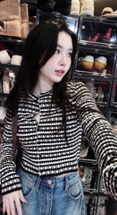 A411- Áo len CDG quảng châu hoạ tiết đen trắng