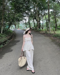 SET047-Set đũi dây tết lien màu be