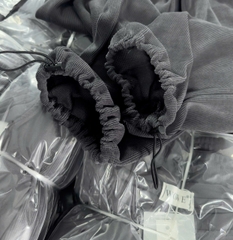 SET481-Set bộ chữ thêu BAD tăm nhung màu ghi đậm quần bom