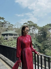 ☘️SET392- SET ÁO DÀI CHỮ TAY BỒNG CÚC BỌC🌺