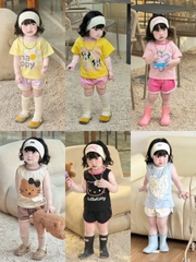 BT949- Bộ cotton màu Vàng-Chì Chuột in trước sau