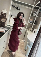 SET437-Set CV nỉ tag NGỰA chất nỉ màu đỏ