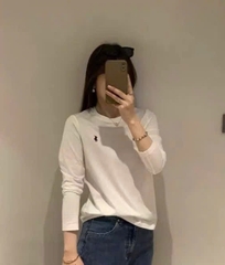 A408- Combo 3 áo thun dài tay thêu nâu trắng đen