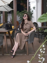 Dam182- Váy midi măngto nâu dáng dài