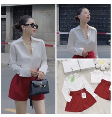 ☘️ SET161- SET BỘ  ÁO SƠ MI QUẦN LI PHỐI ĐAI 💎