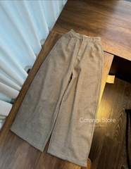 Quan090-Quần dạ nâu cạp chun dáng suông