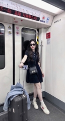 DAM141-VÁY POLO THÊU NGỰC DÁNG NGẮN MÀU XANH THAN