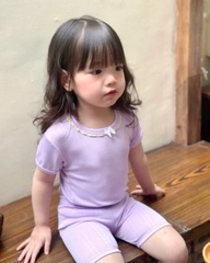 CB244- Combo 2 bôn tăm trơn trắng tím bé gái