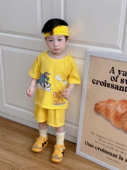 BT891- COMBO 2 bộ thun cộc tay Tom  Jerry vàng cho bé 8-26kg