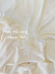 SET738- Set áo tăm đính hoa thủ công phối chân váy trắng 2 lớp