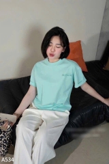 A303- Áo thun cổ tròn xanh nhạt ADL dáng suông