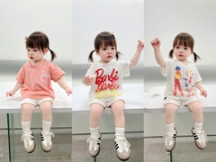 CB256-Combo 3 áo BABIES màu hồng cotton bé gái