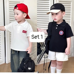 BT856-COMBO 2 áo polo cộc tay siêu nhân cho bé 9-25kg