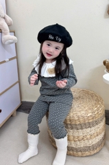 Bt704- Combo 2 bộ tăm len bé gái viền bèo tag thêu con vật