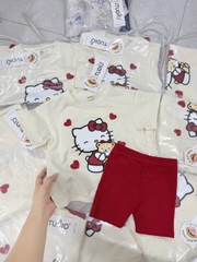 BT838-Bộ áo thun cộc kitty đỏ trắng bé gái 9-26kg