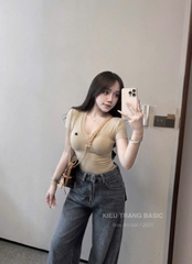 A250- Set 3 áo cổ Tim màu basic kèm tag cha neo