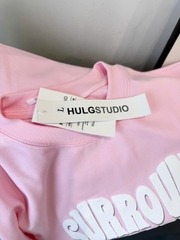 A492-Áo thun cộc tay hồng in chữ trắng nổi đủ tem hàng nhà máy