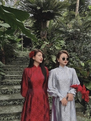 ☘️SET392- SET ÁO DÀI CHỮ TAY BỒNG CÚC BỌC🌺