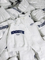 Set809 Bộ mặc nhà áo nỉ màu xám phối quần bo ống