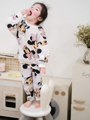BN155-(8-26kg)- Bộ nỉ thu đông bé gái Mickey Hồng VNXK