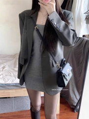 A770- Áo blazer đen xám đủ túi BNBb