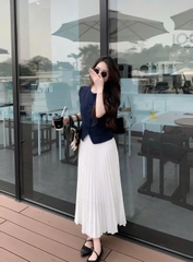 A119-Áo vest kiểu cổ tròn cúc bọc cộc tay